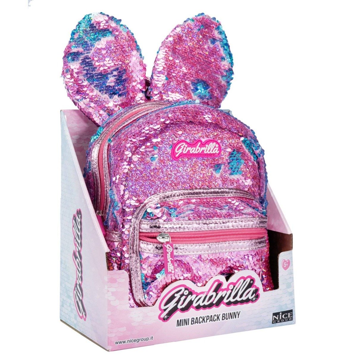 Ghiozdan cu paiete reversibile, Nice, Girabrilla Bunny, Mov