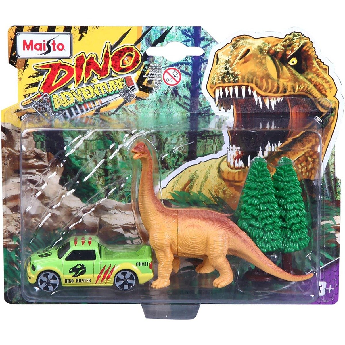 Set masinuta si figurina dinozaur Maisto, Dino Adventure, Verde Adventure imagine 2022 protejamcopilaria.ro