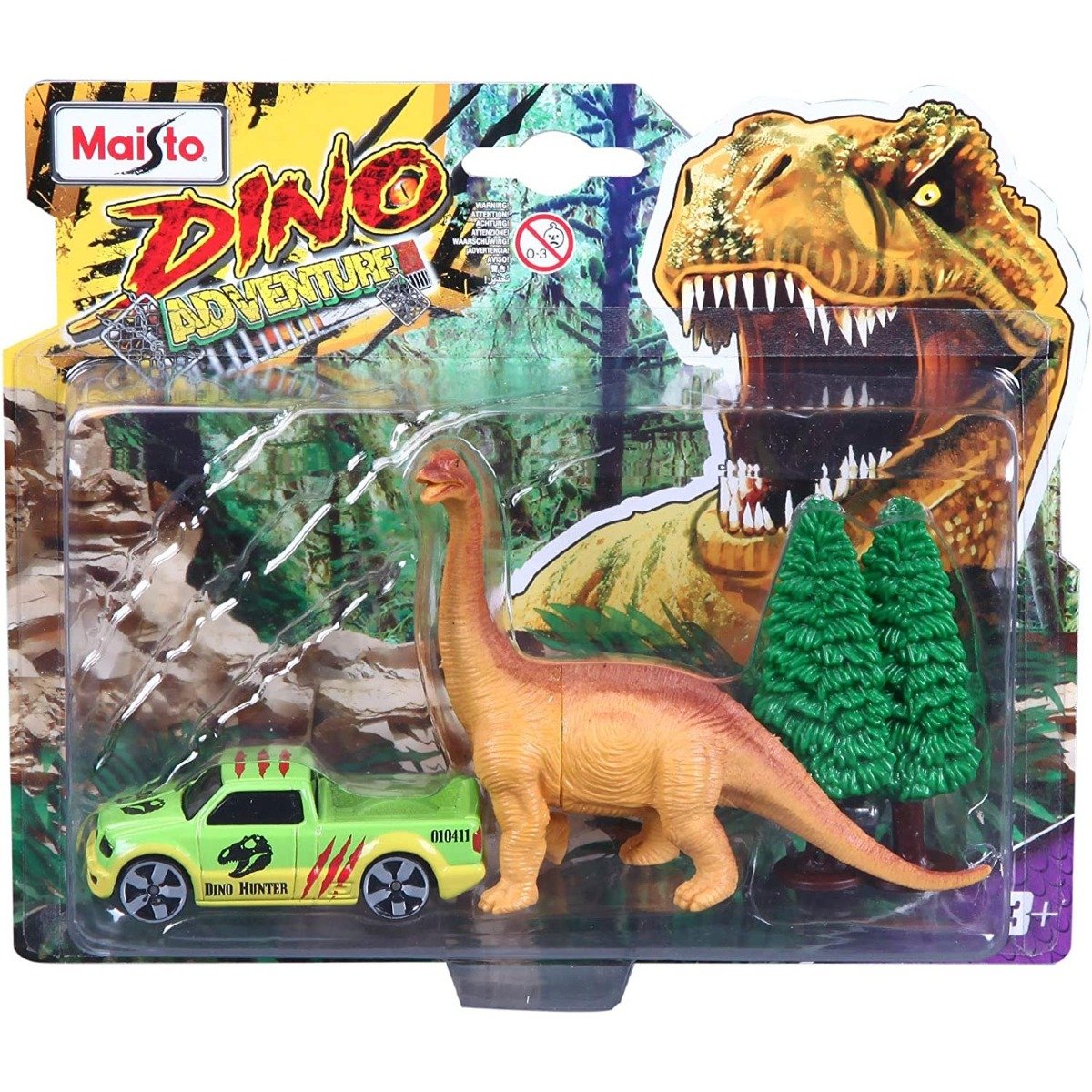 Set Masinuta Si Figurina Dinozaur Maisto, Dino Adventure, Verde