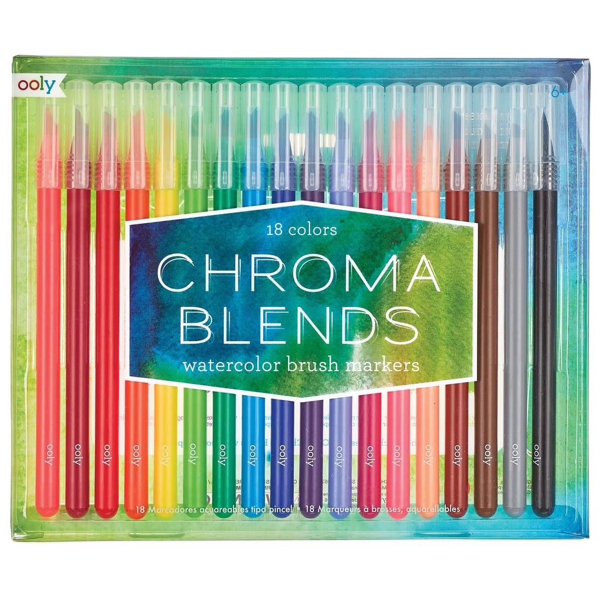 Carioci acuarele cu pensula, Ooly, Chroma Blends, 18 culori