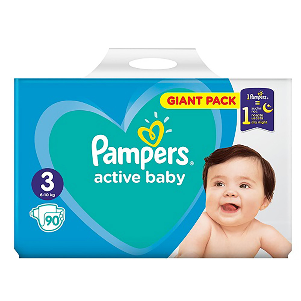 Scutece Pampers Active Baby, Giant Pack, Nr 3, 6-10 kg, 90 buc. noriel.ro imagine noua responsabilitatesociala.ro