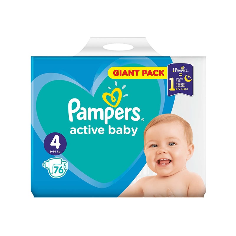 Scutece Pampers Active Baby, Giant Pack, Nr 4, 7-14 kg, 76 buc. noriel.ro imagine noua responsabilitatesociala.ro