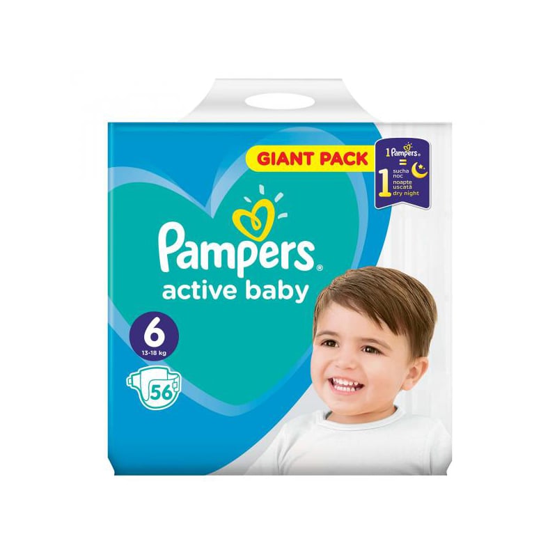 Scutece Pampers Active Baby, Giant Pack 6, 15kg+, 56 buc. noriel.ro