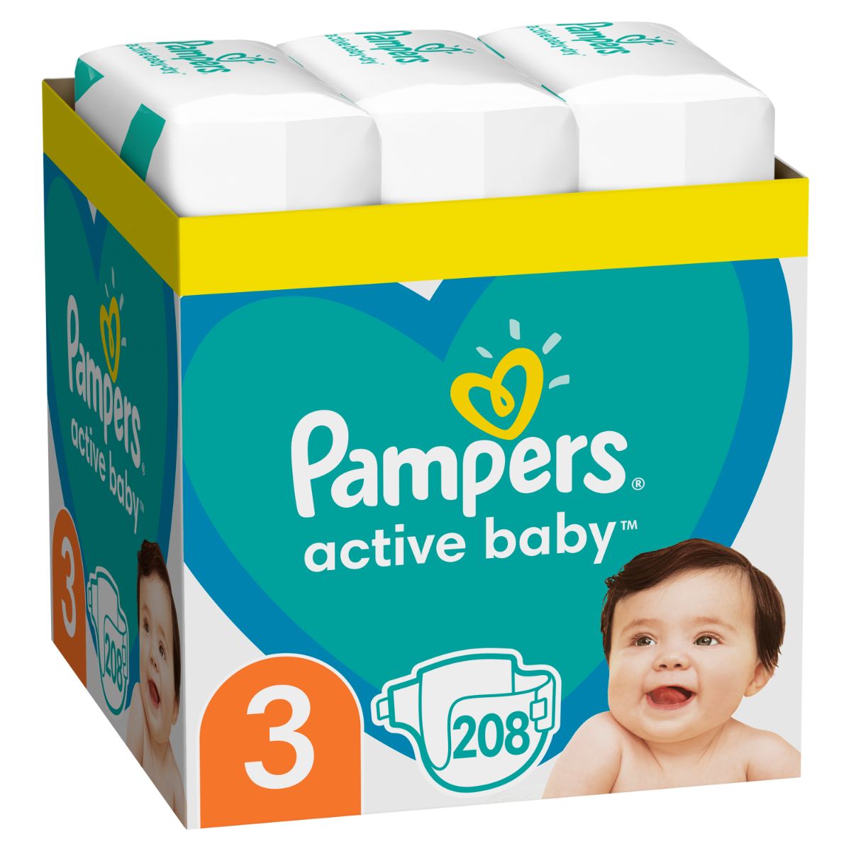 Scutece Pampers Active Baby XXL, Marimea 3, 6-10 kg, 208 buc image