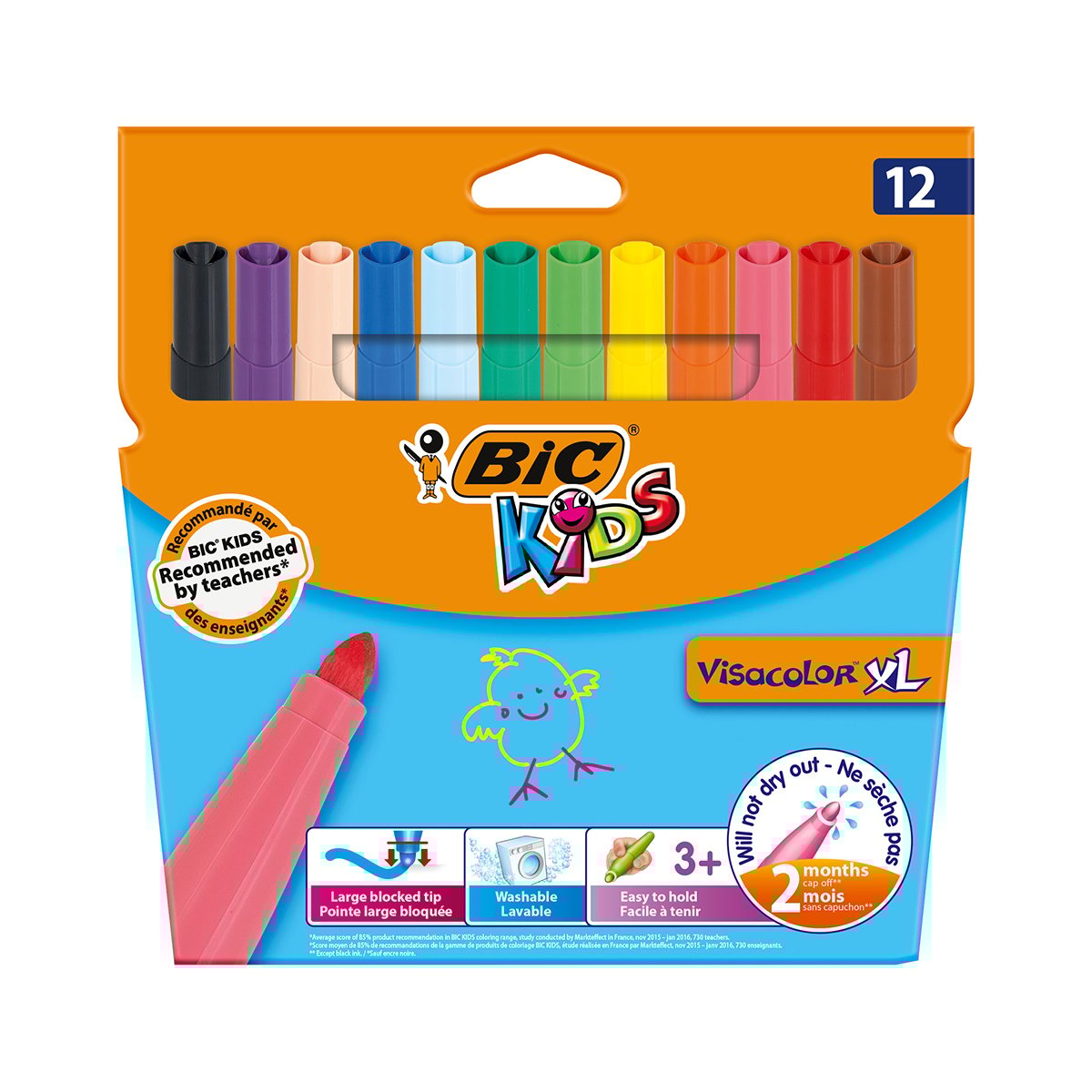 Set markere colorate lavabile visacolor xl bic, p12