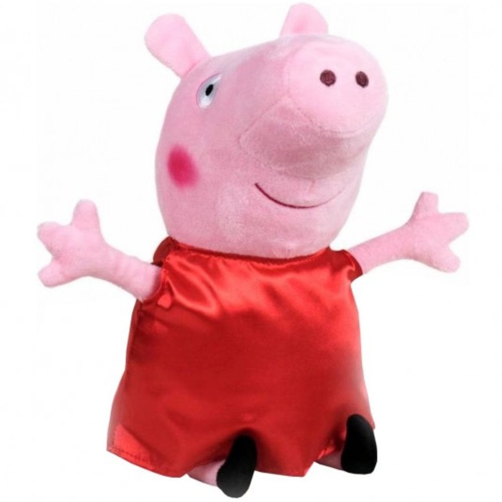 Jucarie de plus, Play by Play, Peppa Pig cu rochie rosie din satin, 25 cm