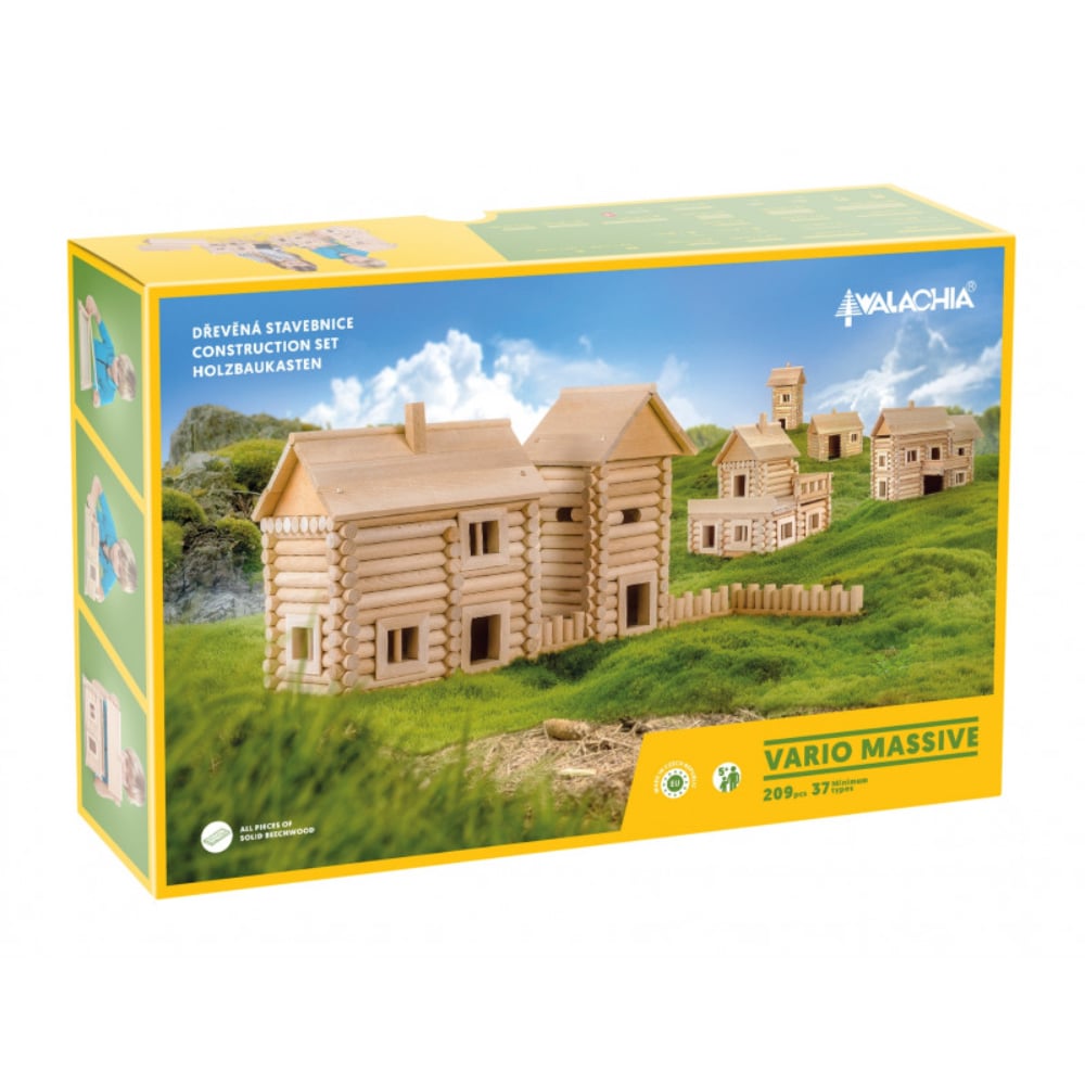 Set de constructie arhitectura, Walachia, Vario Massive, 209 piese mari din lemn