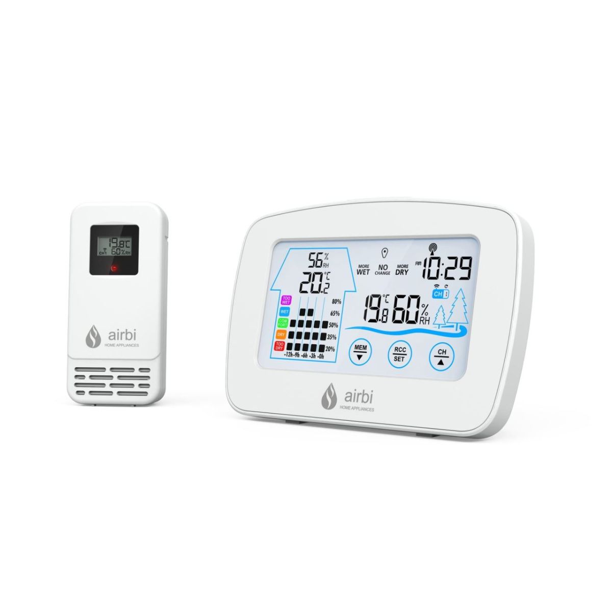 Set termometru si higrometru, Airbi, digital cu transmitator wireless extern, Control, Bi1020