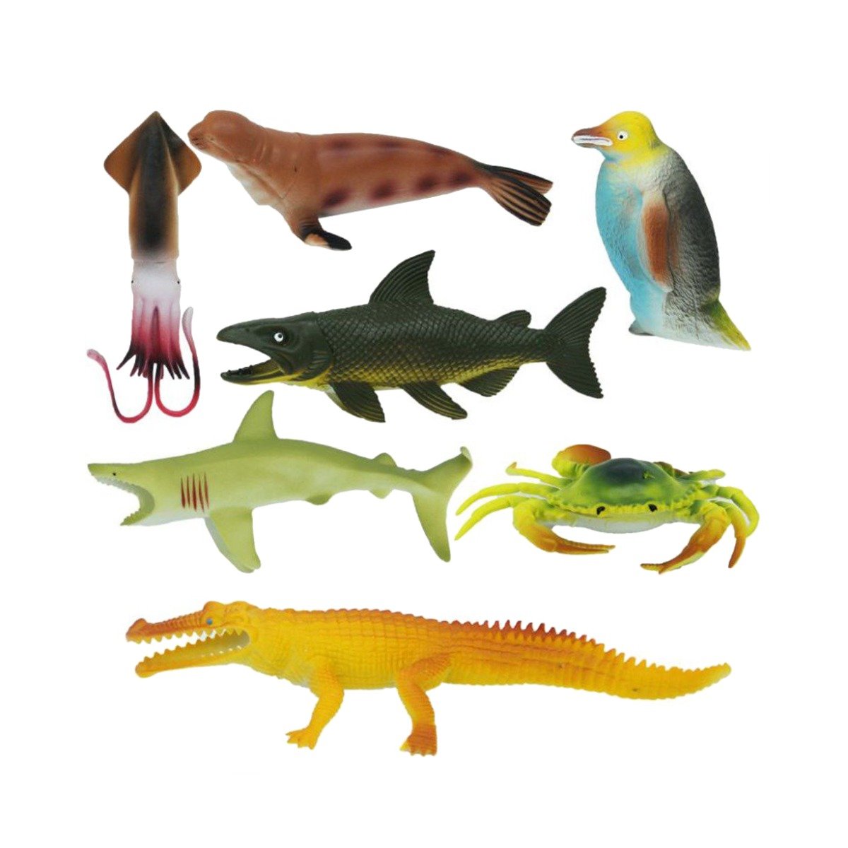 Set figurine animale din ocean in punga mare, Crazoo, 7 buc