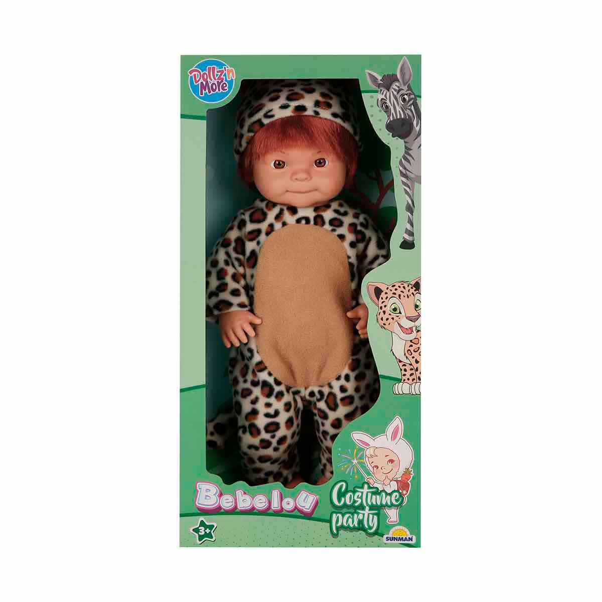 Papusa Bebelou in costum de leopard, Dollz And More, 40 cm and imagine noua responsabilitatesociala.ro
