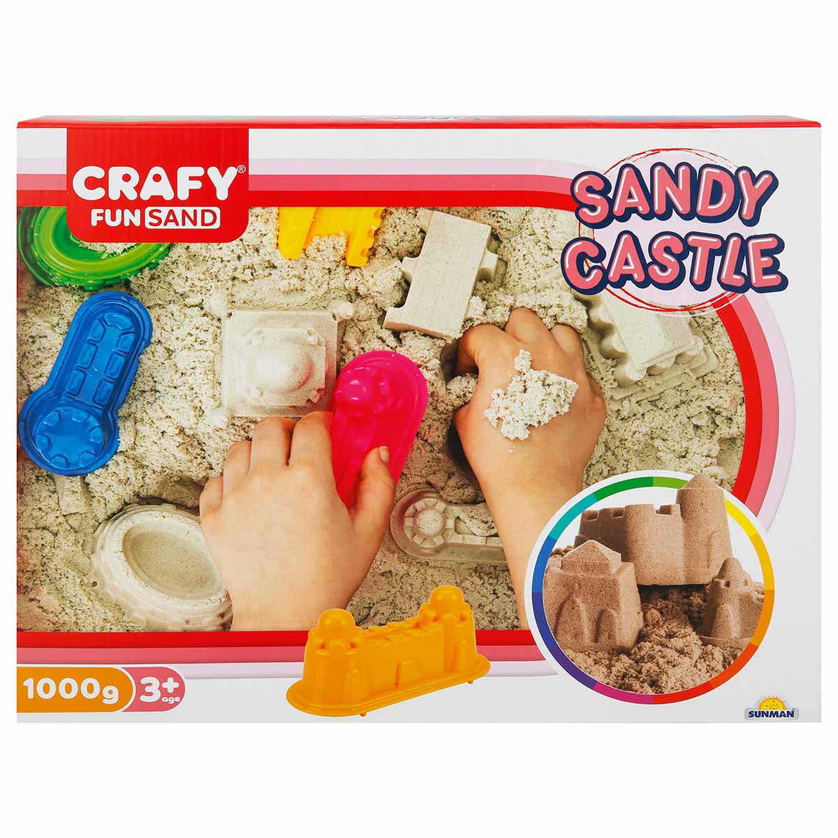 Set nisip kinetic, Crafy Fun Sand, Sany Castle, 10 piese, 1 kg nisip Crafy Fun Sand