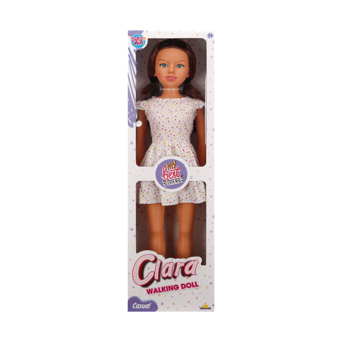 Papusa Clara in tinuta casual, Dollz n More, cu rochie, 80 cm casual imagine noua responsabilitatesociala.ro