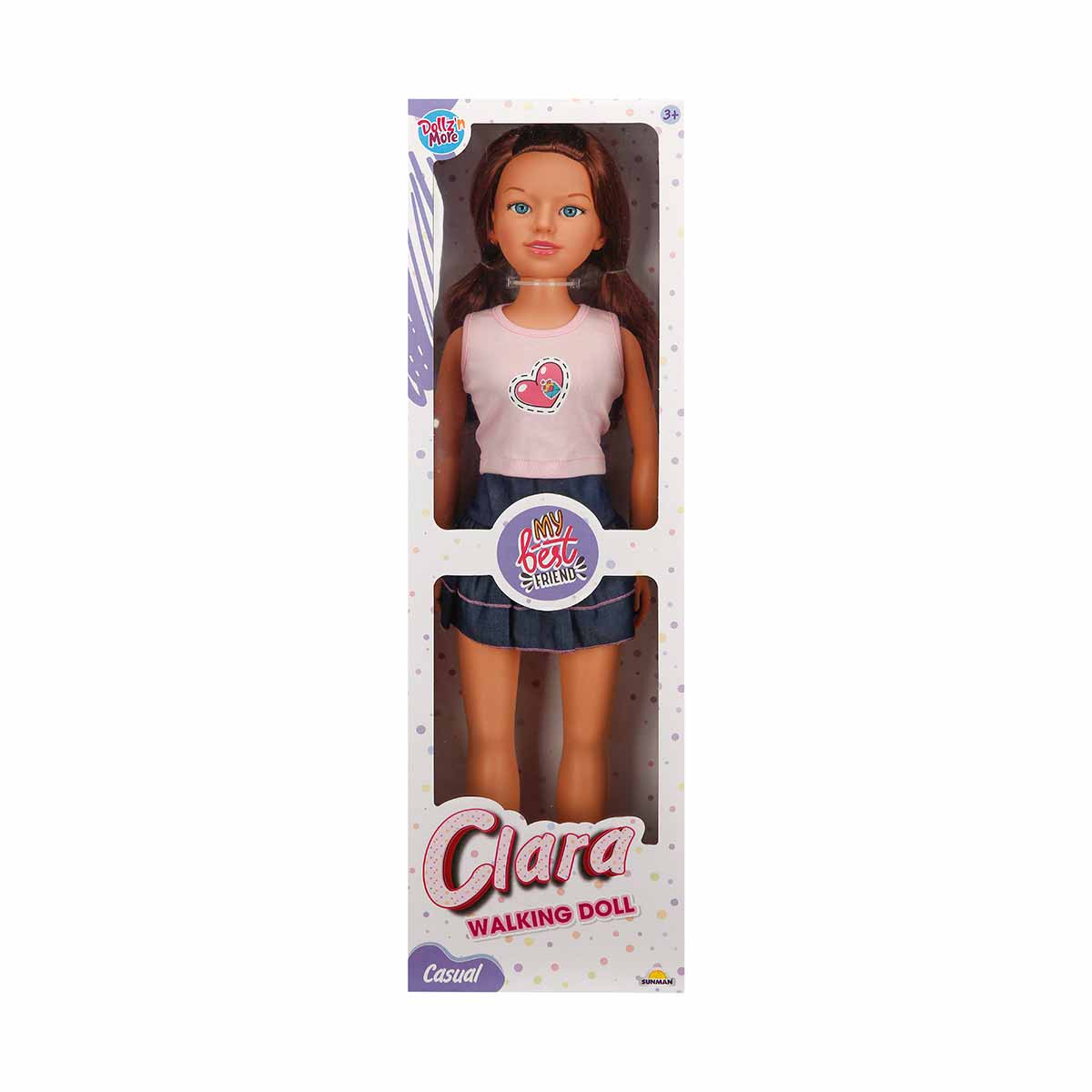 Papusa Clara in tinuta casual, Dollz n More, cu fusta, 80 cm casual