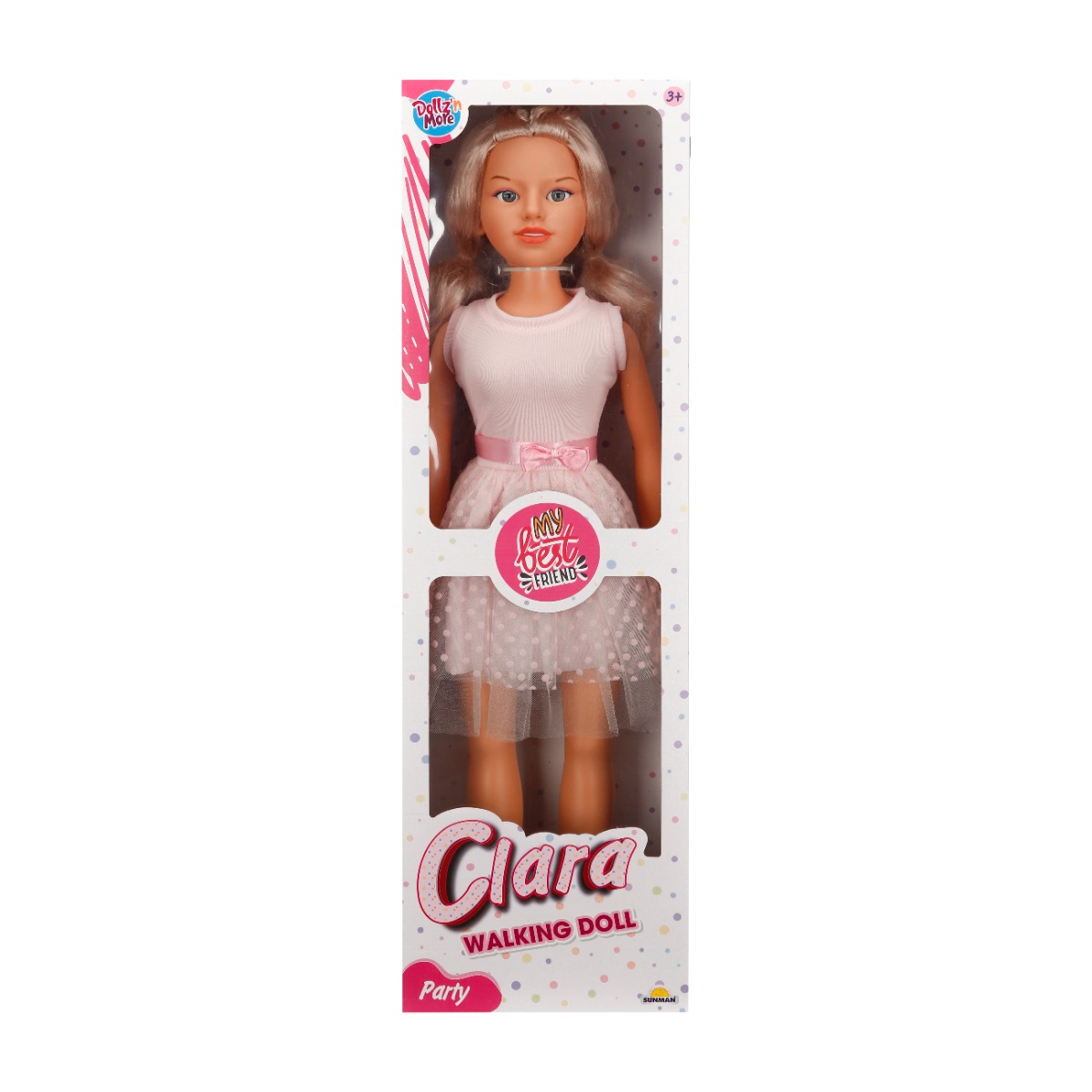 Papusa Clara in tinuta de petrecere, Dollz n More, cu rochie roz, 80 cm Clara imagine 2022