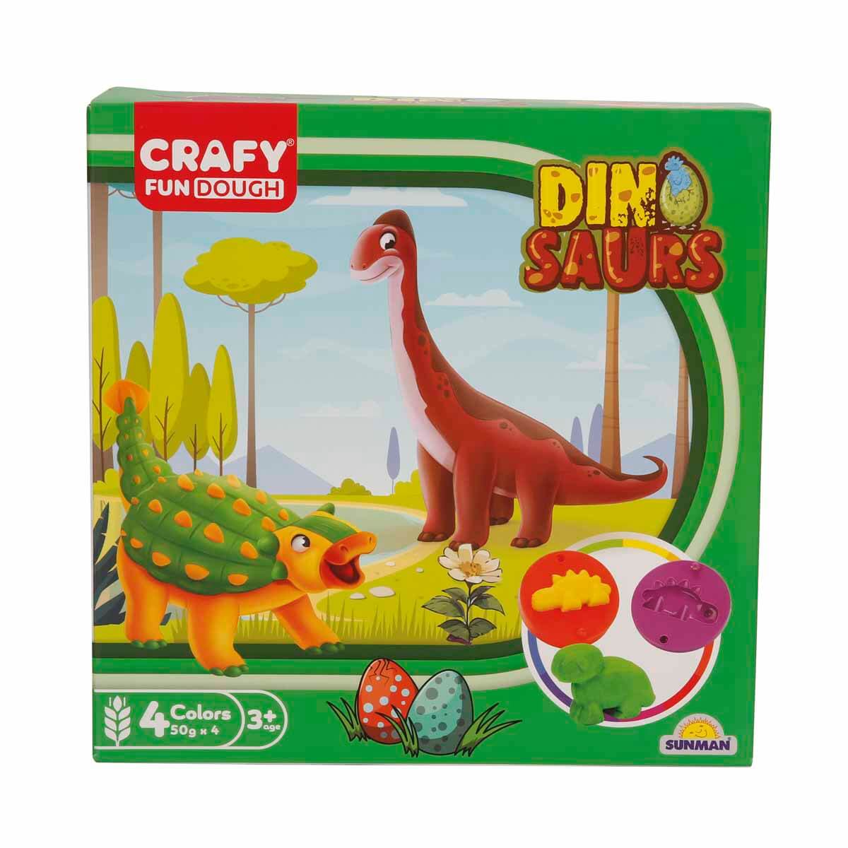 Set de modelare cu dinozauri, Crafy, 14 piese