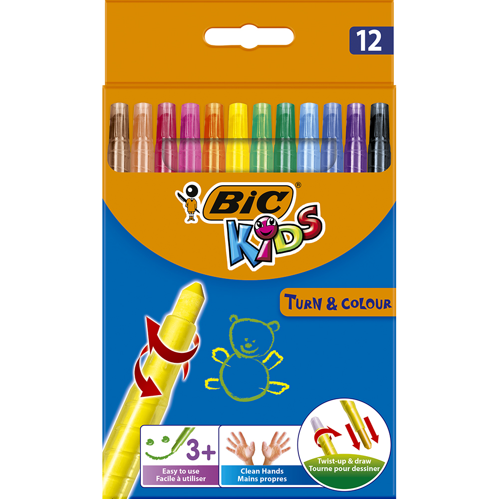 Creioane cerate Turncolor Bic, 12 culori Bic imagine 2022
