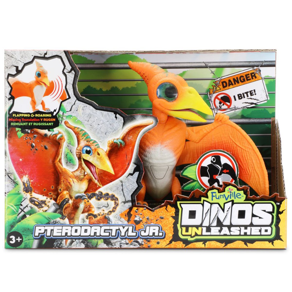 Jucarie interactiva Dinos Unleashed, Dinozaur Pterodactyl Jr, Fun Ville Dinos
