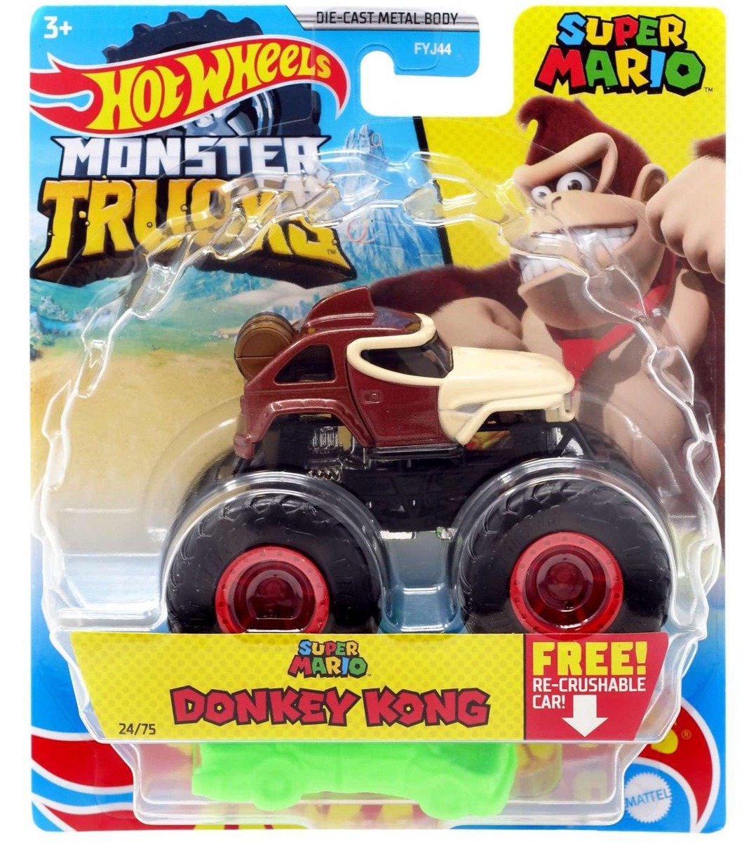 Masinuta Hot Wheels Monster Truck, Donkey Kong, HNW32