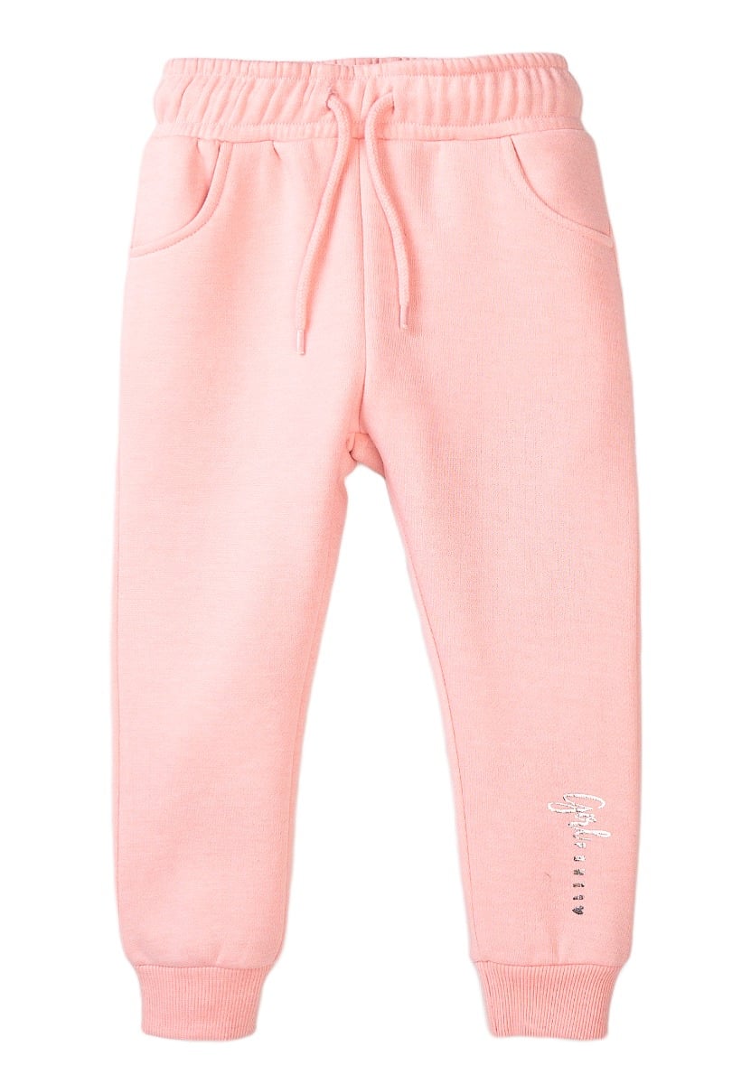 Pantaloni sport cu snur Minoti, Girl Power, 8GFJOG, roz Minoti imagine 2022