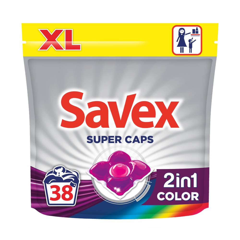 Detergent Savex Super Caps 2 in 1 Color 38x24.8g imagine
