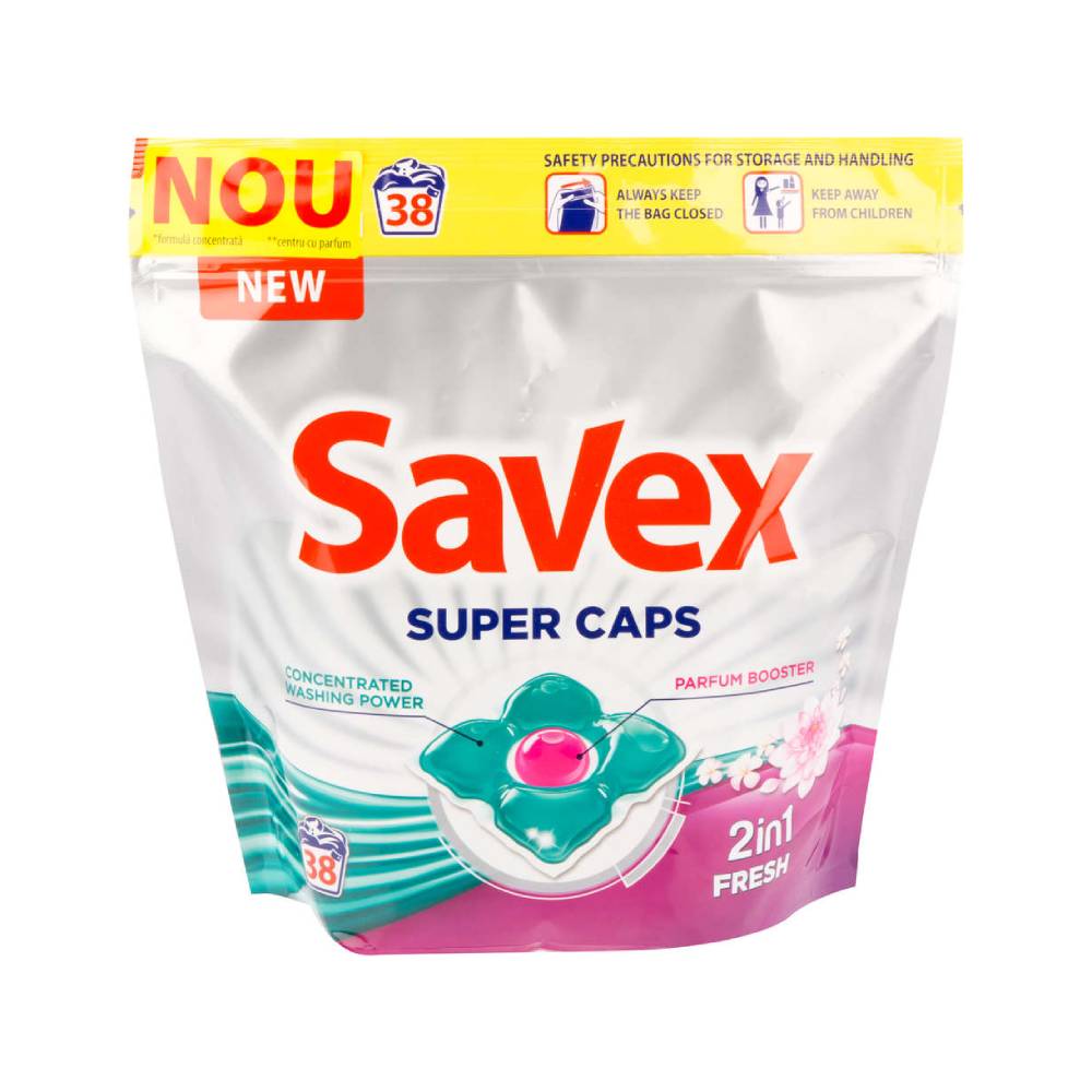 Detergent Savex Super Caps 2 in 1 Fresh 38x24.8g imagine