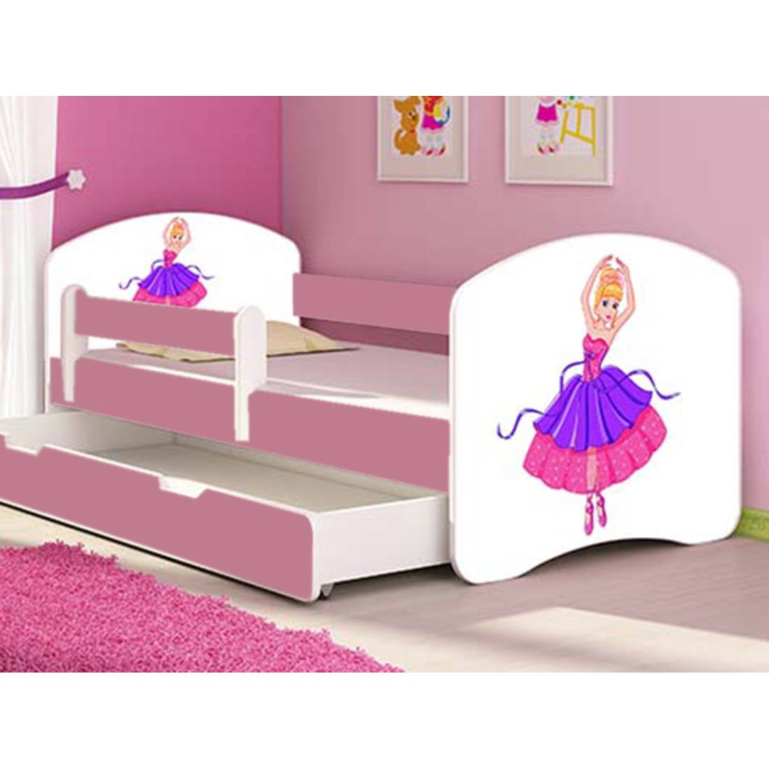 Patut Tineret MyKids Ballerina cu Sertar si Saltea 140x70 cm