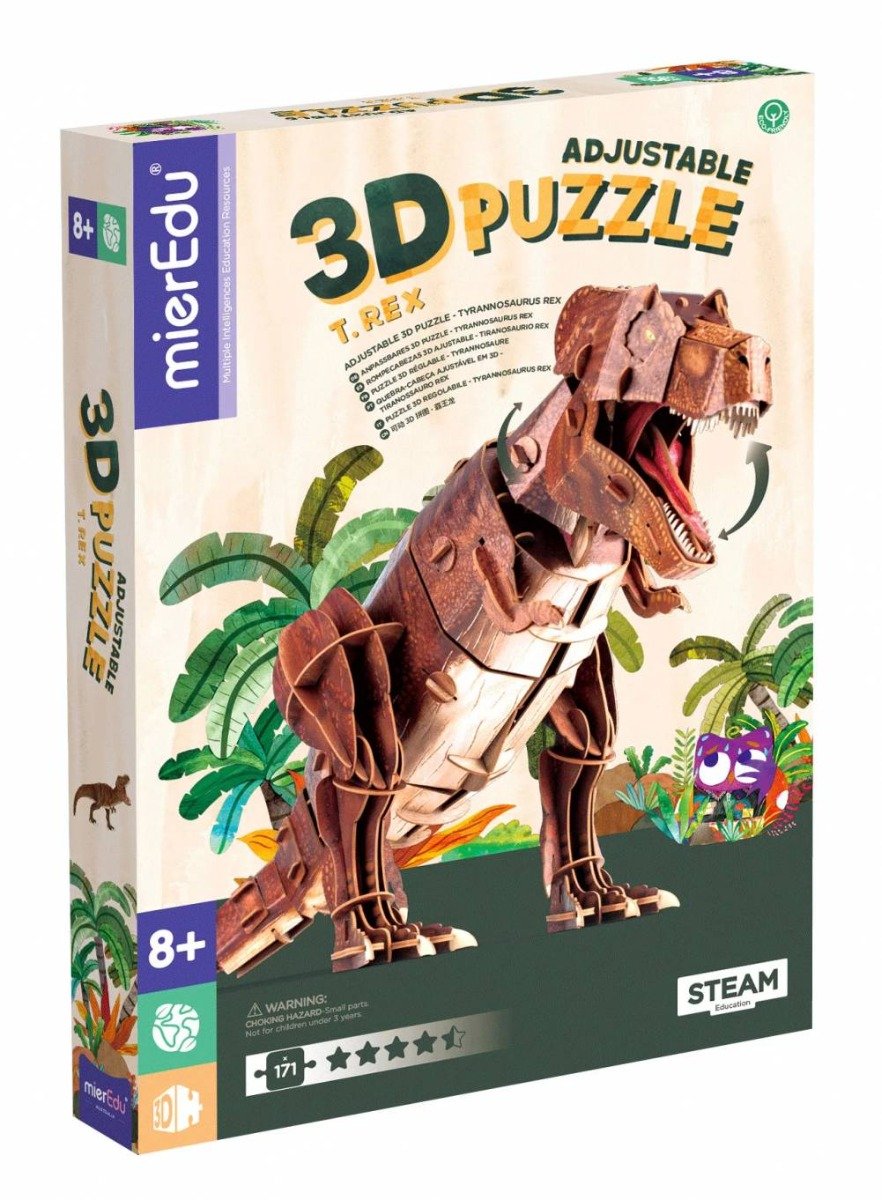 Puzzle 3D reglabil, mierEdu, Tyrannosaurus Rex Deluxe, 171 piese