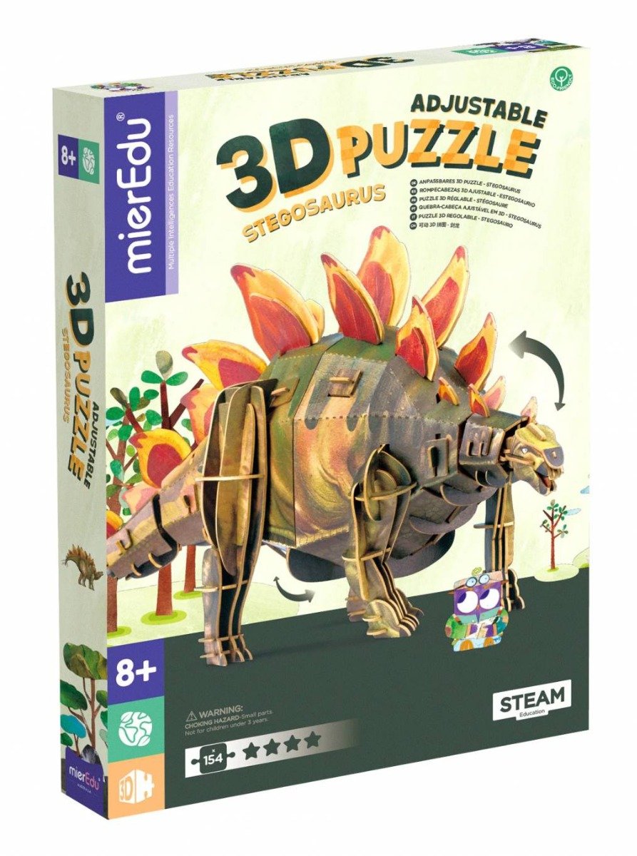 Puzzle 3D reglabil, mierEdu, Stegosaurus Deluxe, 154 piese