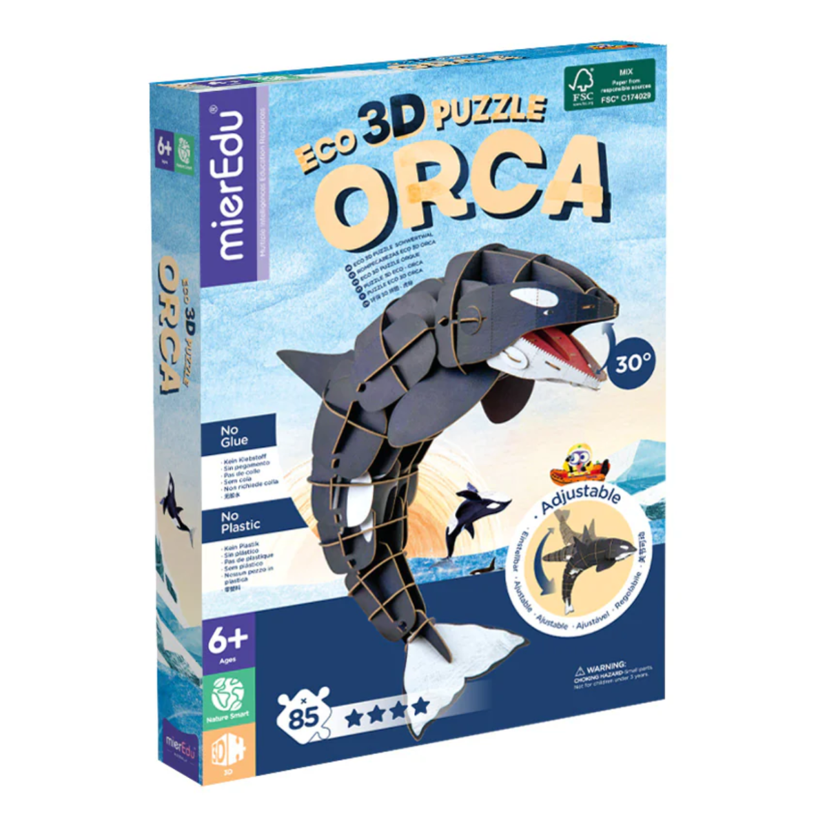 Puzzle 3D eco, mierEdu, Orca Deluxe, 85 piese