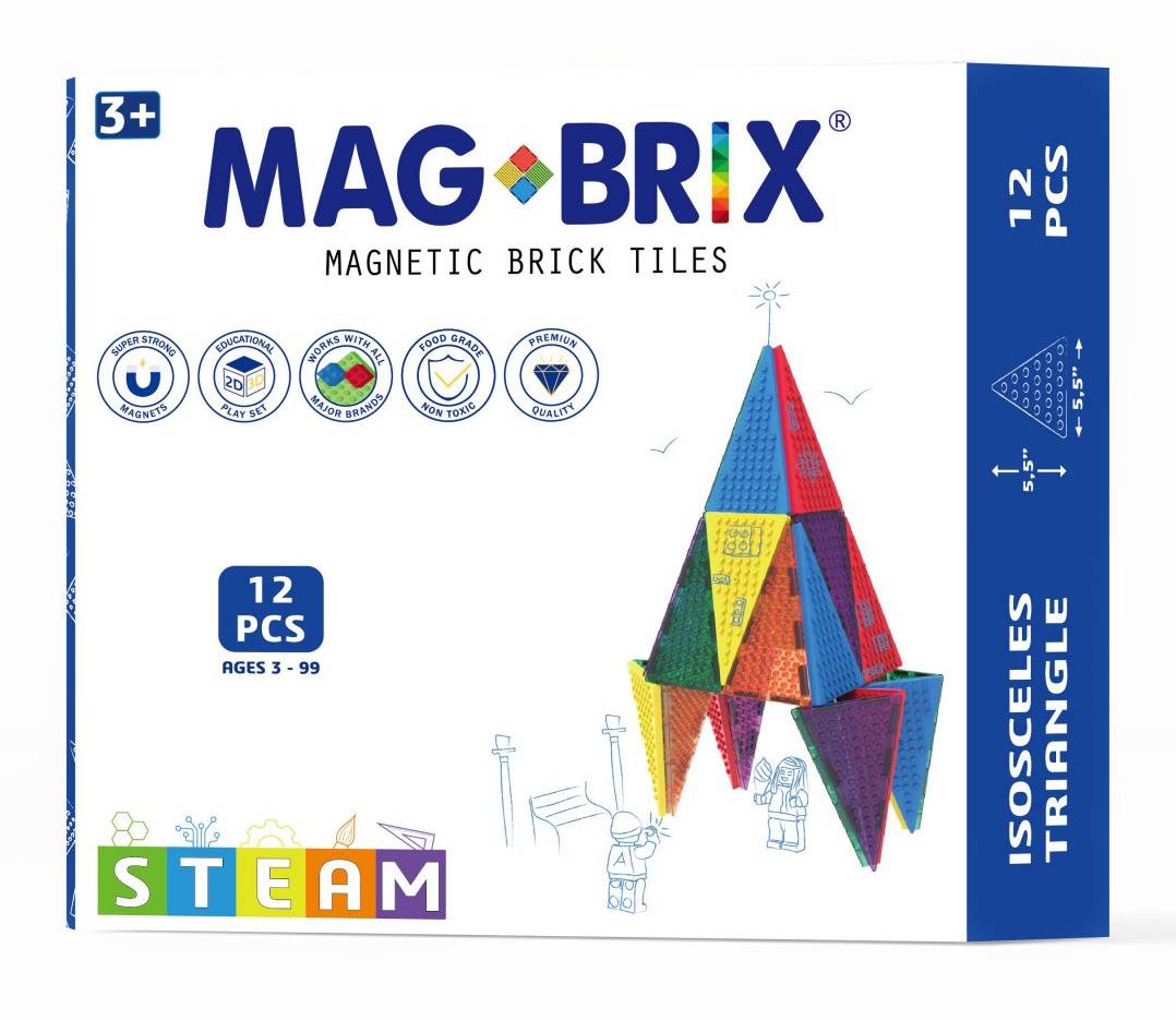 Set magnetic Magbrix, Jolijou, 12 piese triunghi isoscel