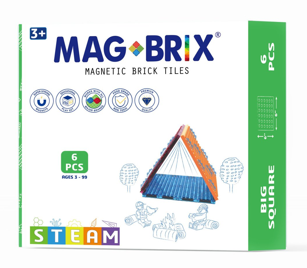 Set magnetic Magbrix, Magblox, 6 piese patrate mari