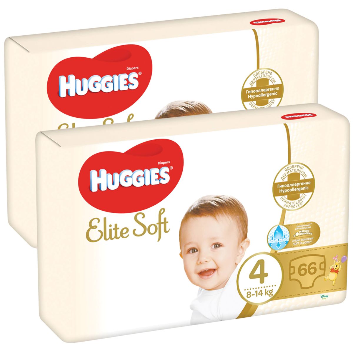 Pachet scutece Huggies Elite Soft, Nr 4, 8-14 kg, 132 buc Huggies