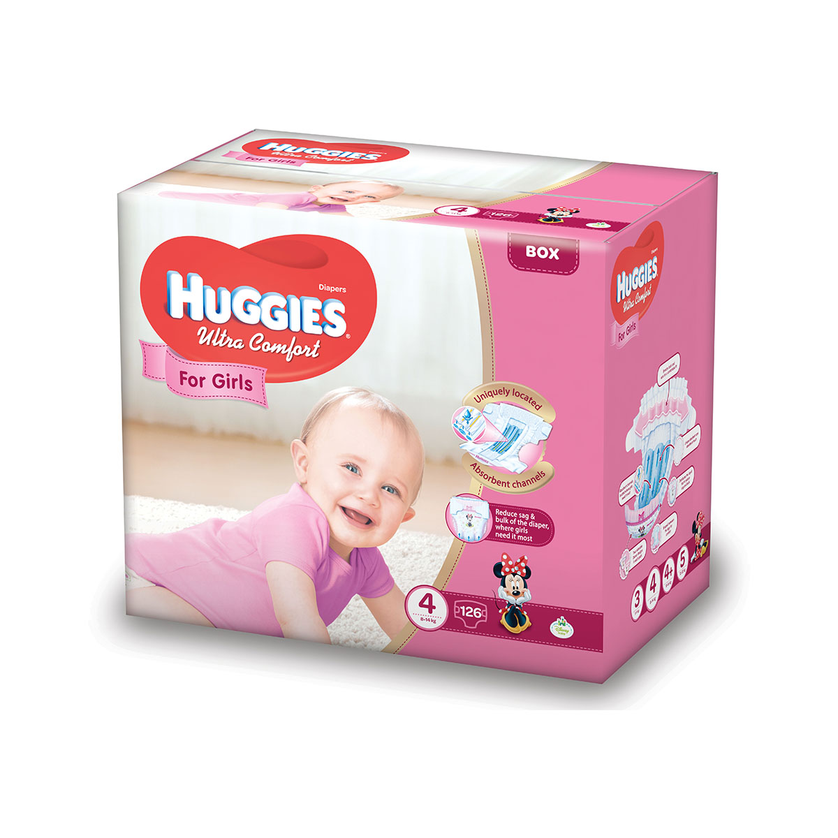 Scutece huggies ultra comfort girls, nr 4, 8 - 14 kg, 126 buc