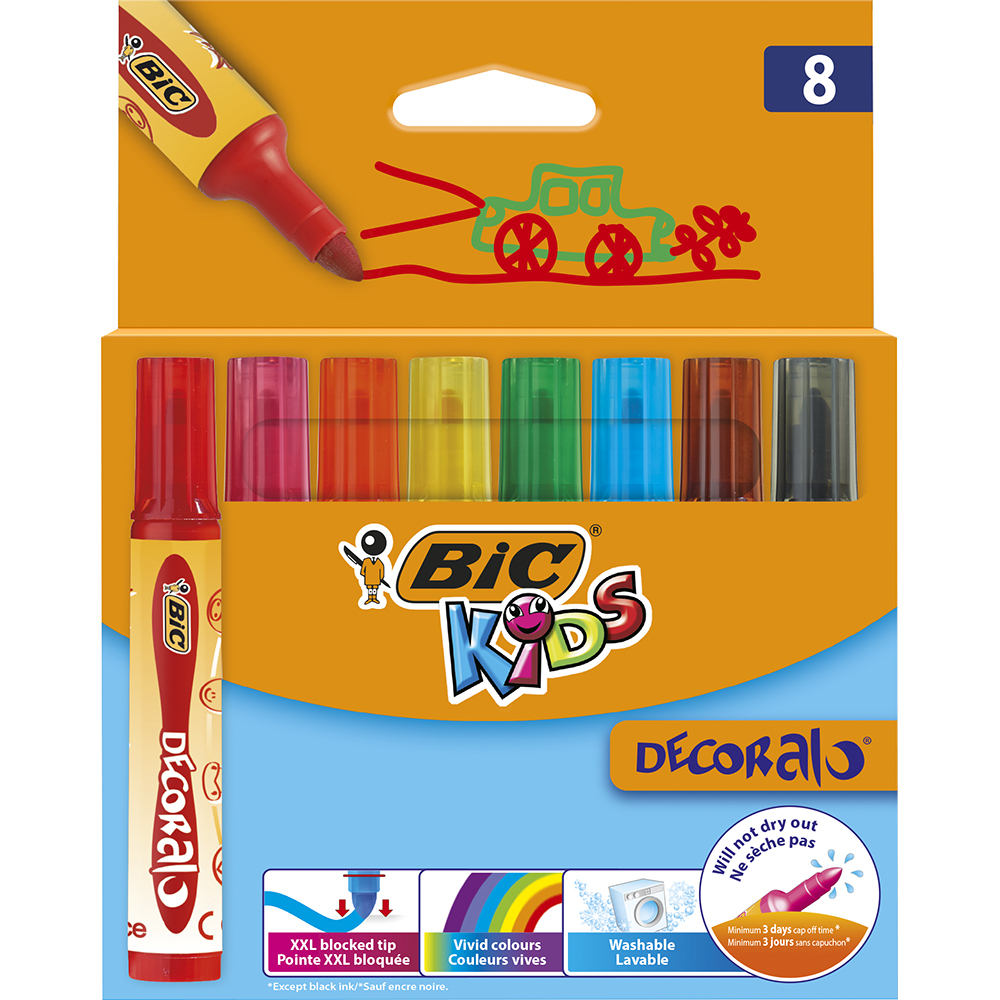 Carioci multicolore decoralo bic, 8 culori