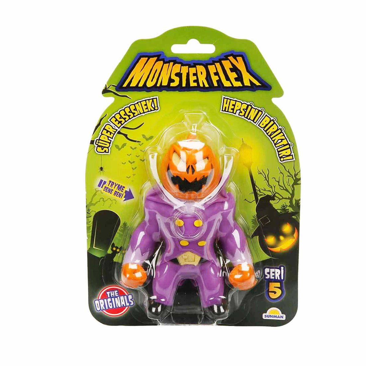 Figurina Monster Flex, Monstrulet care se intinde, S5, Pumpkin Head