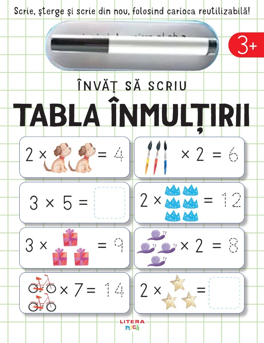 Invat sa scriu, Tabla inmultirii, Scrie, Sterge si rescrie, folosind carioca reutilizabila, Reeditare, John Poitier