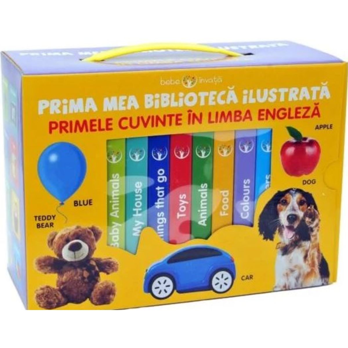 Bebe invata, Prima mea biblioteca ilustrata, Primele cuvinte in limba engleza (cutie 8 carticele) bebe imagine 2022 protejamcopilaria.ro