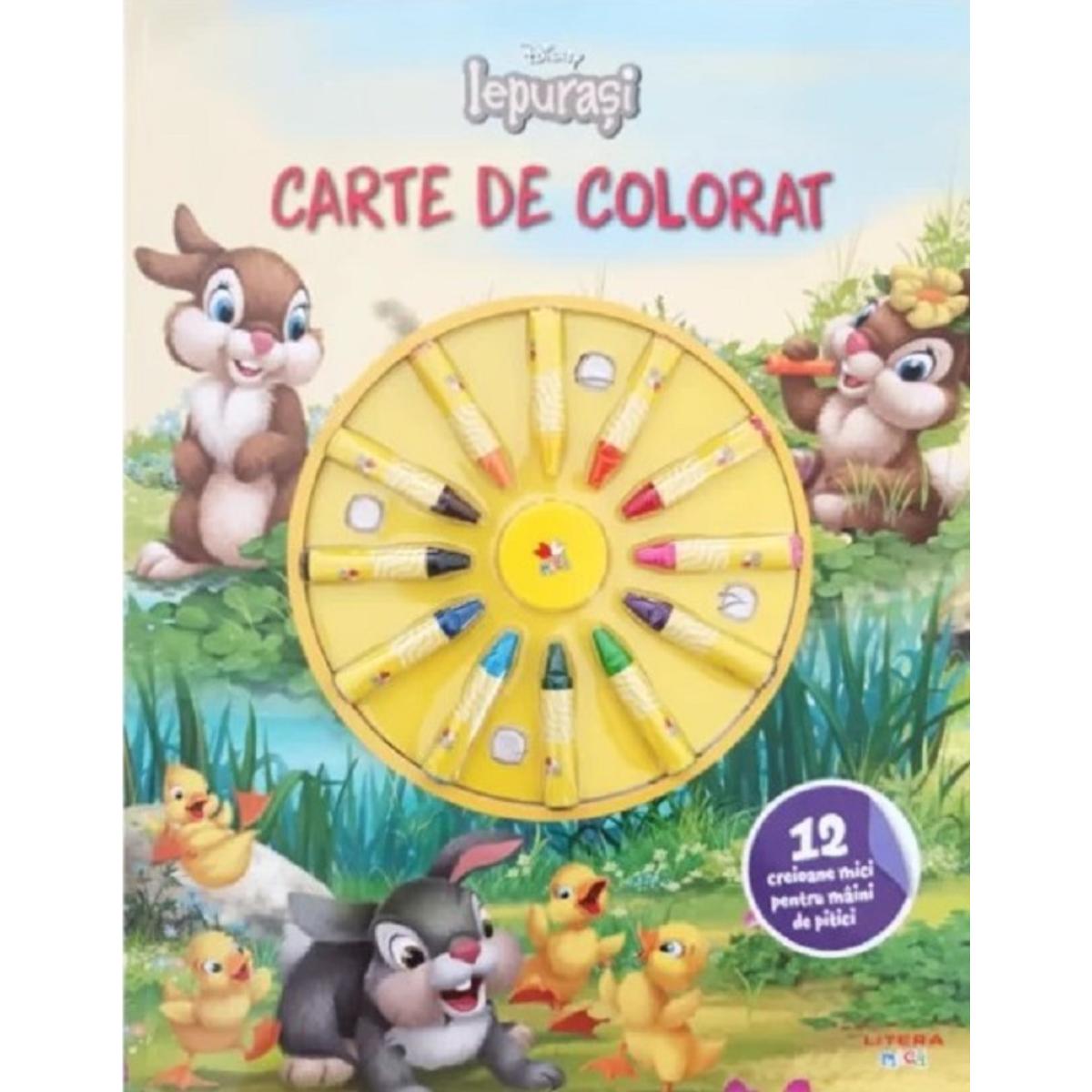 Disney Iepurasi, Carte de colorat, 12 creioane mici pentru maini de pitici