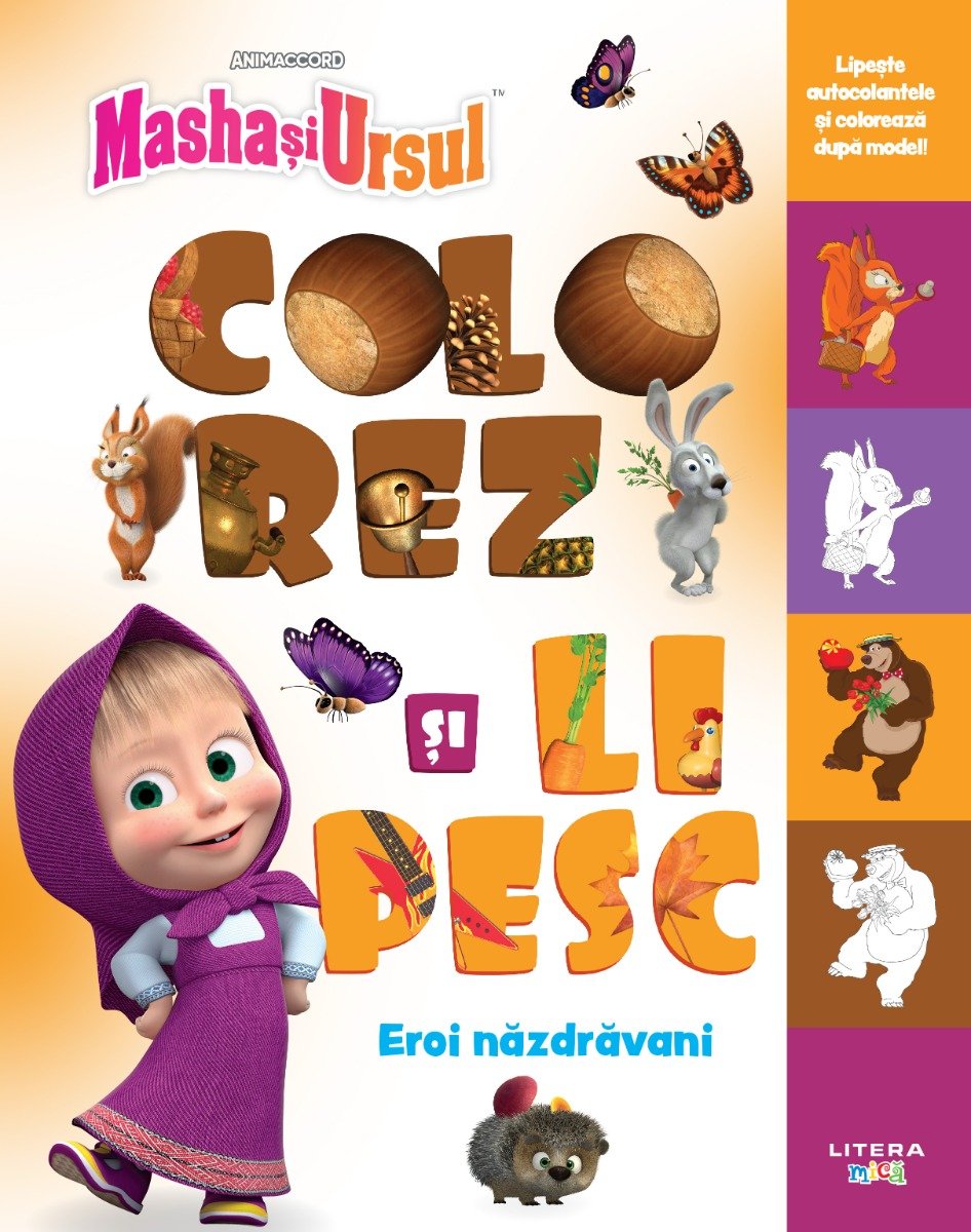 Masha si ursul, Colorez si lipesc, Eroi nazdravani