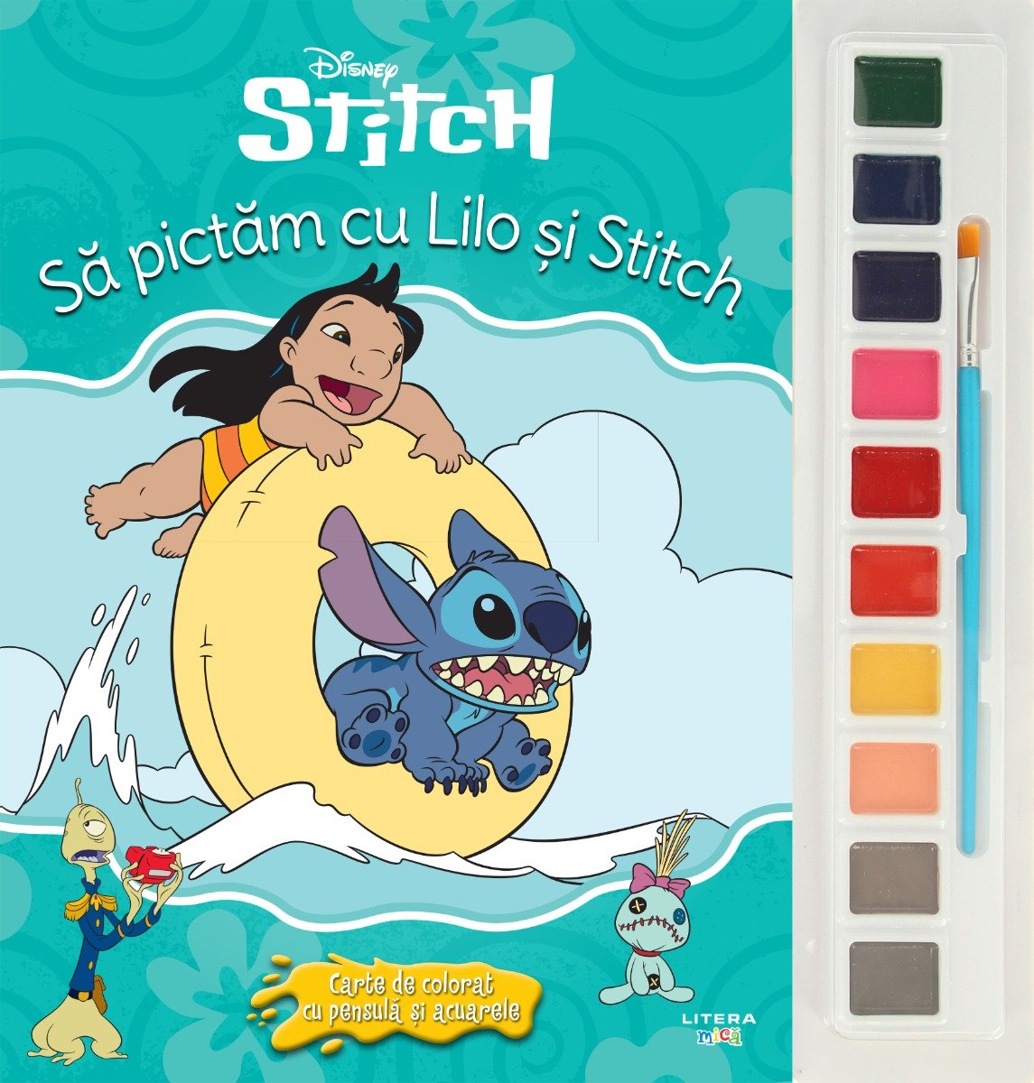 Disney Stitch, Sa pictam cu Lilo si Stitch, Carte de colorat cu pensula si acuarele
