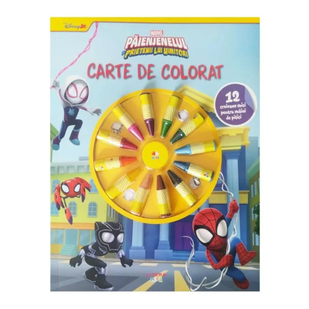 Disney Marvel, Paienjenelul si prietenii sai uimitori, Carte de colorat, 12 creioane mici pentru maini de pitici