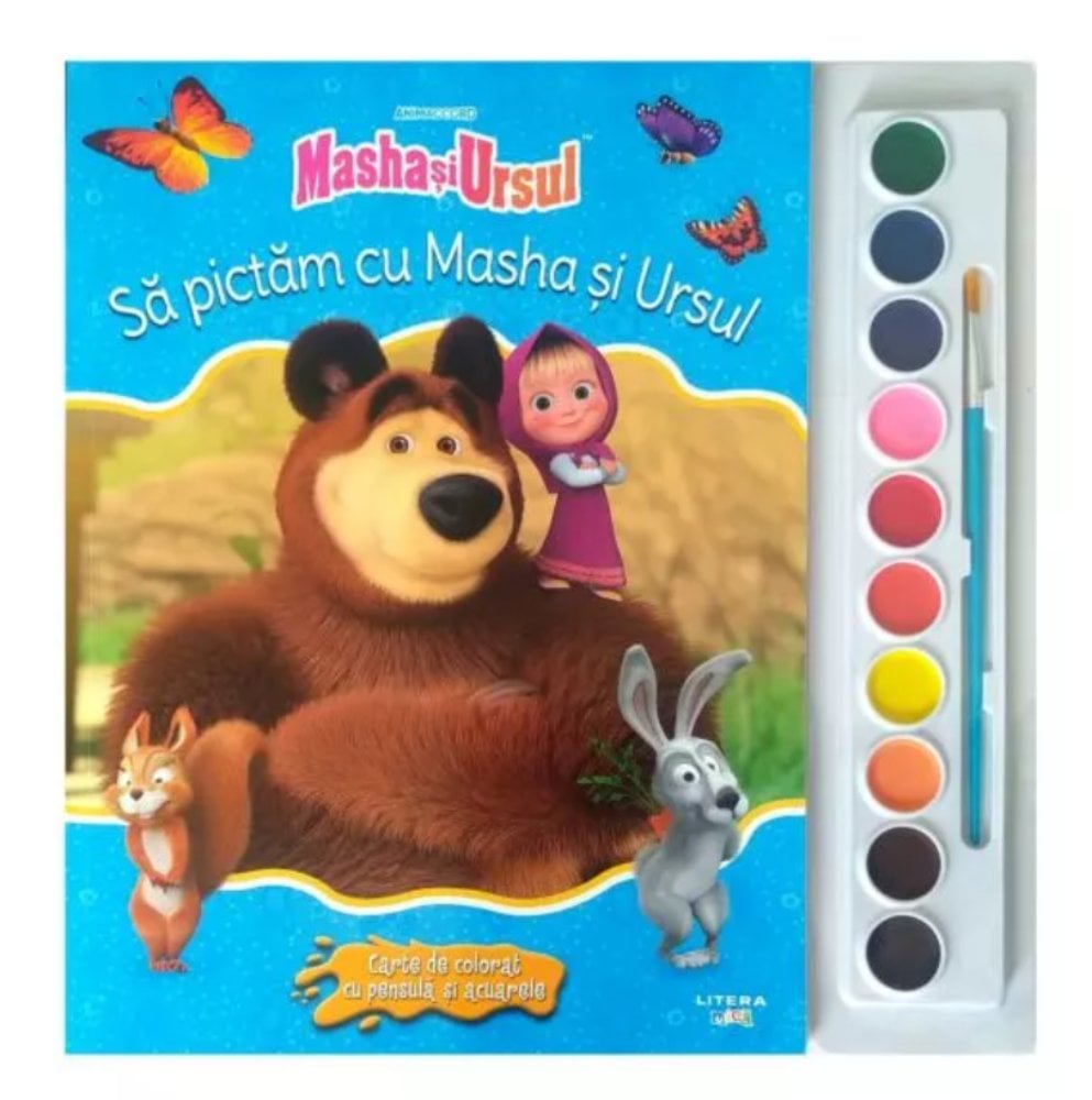 Masha si Ursul, Sa pictam cu Masha si Ursul, Carte de colorat cu pensula si acuarele