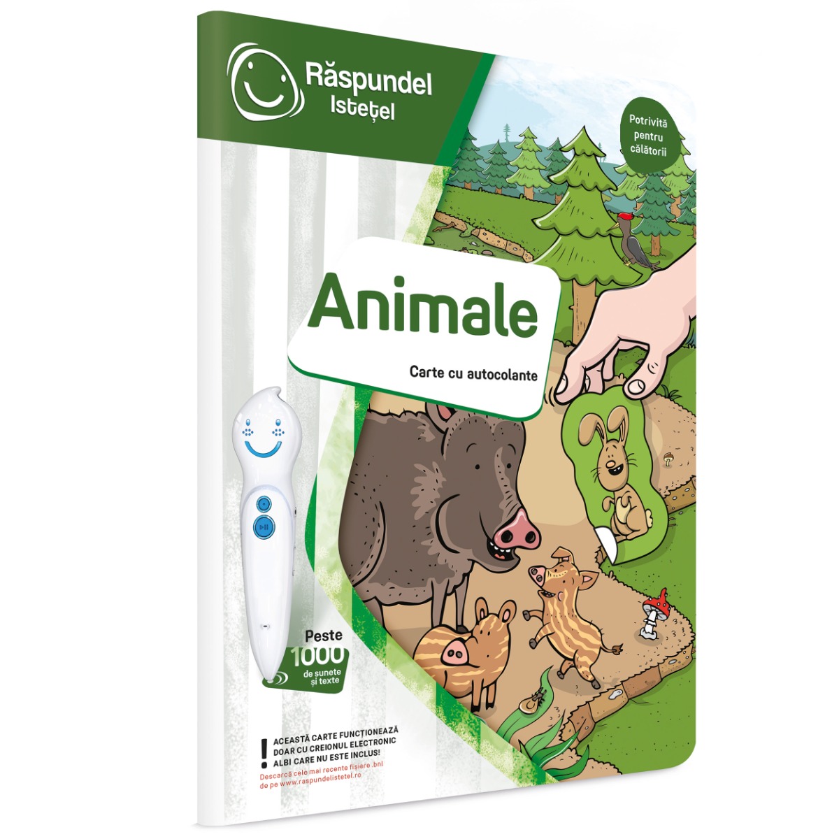 Carte interactiva cu autocolante, Raspundel Istetel, Animale