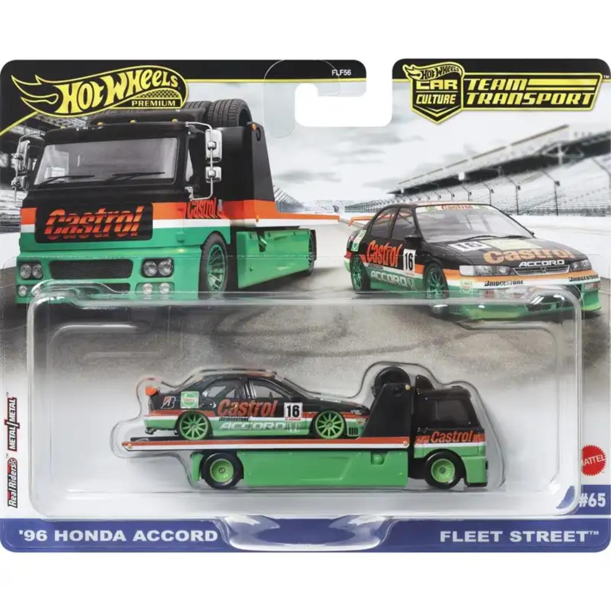 Transportator cu masinuta Hot Wheels, 96 Honda Accord & Fleet Street, HRV46