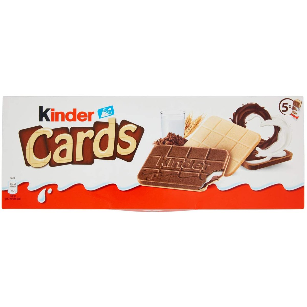 Napolitane cu umplutura de lapte si cacao Kinder Cards, 5 x 2 buc Kinder imagine noua
