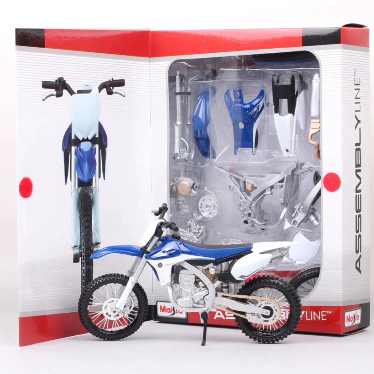 Motocicleta de asamblat Maisto, Yamaha YZ 450 F 2013, 1:12, Albastru 1:12 imagine 2022 protejamcopilaria.ro