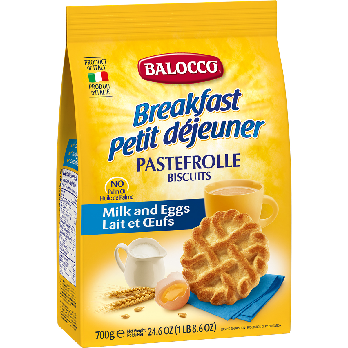 Biscuiti cu lapte si ou balocco pastefrolle, 700 g