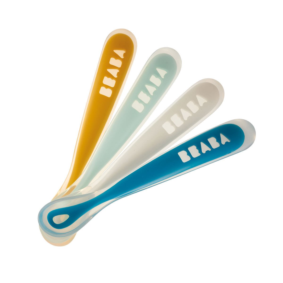 Set 4 lingurite ergonomice beaba rainbow, 4 luni +