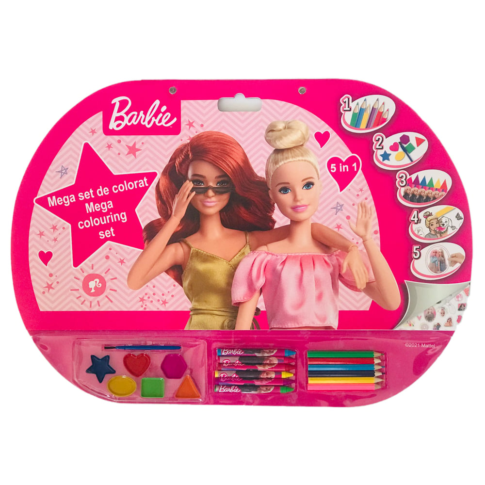 Mega Set de colorat 5 in 1, Barbie Barbie imagine noua responsabilitatesociala.ro