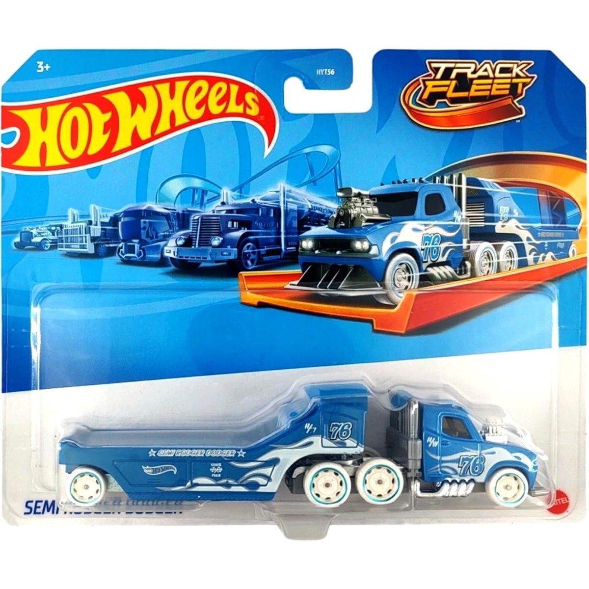 Camion cu remorca Hot Wheels, Track Fleet, Semi Rodger Dodger, 1:64